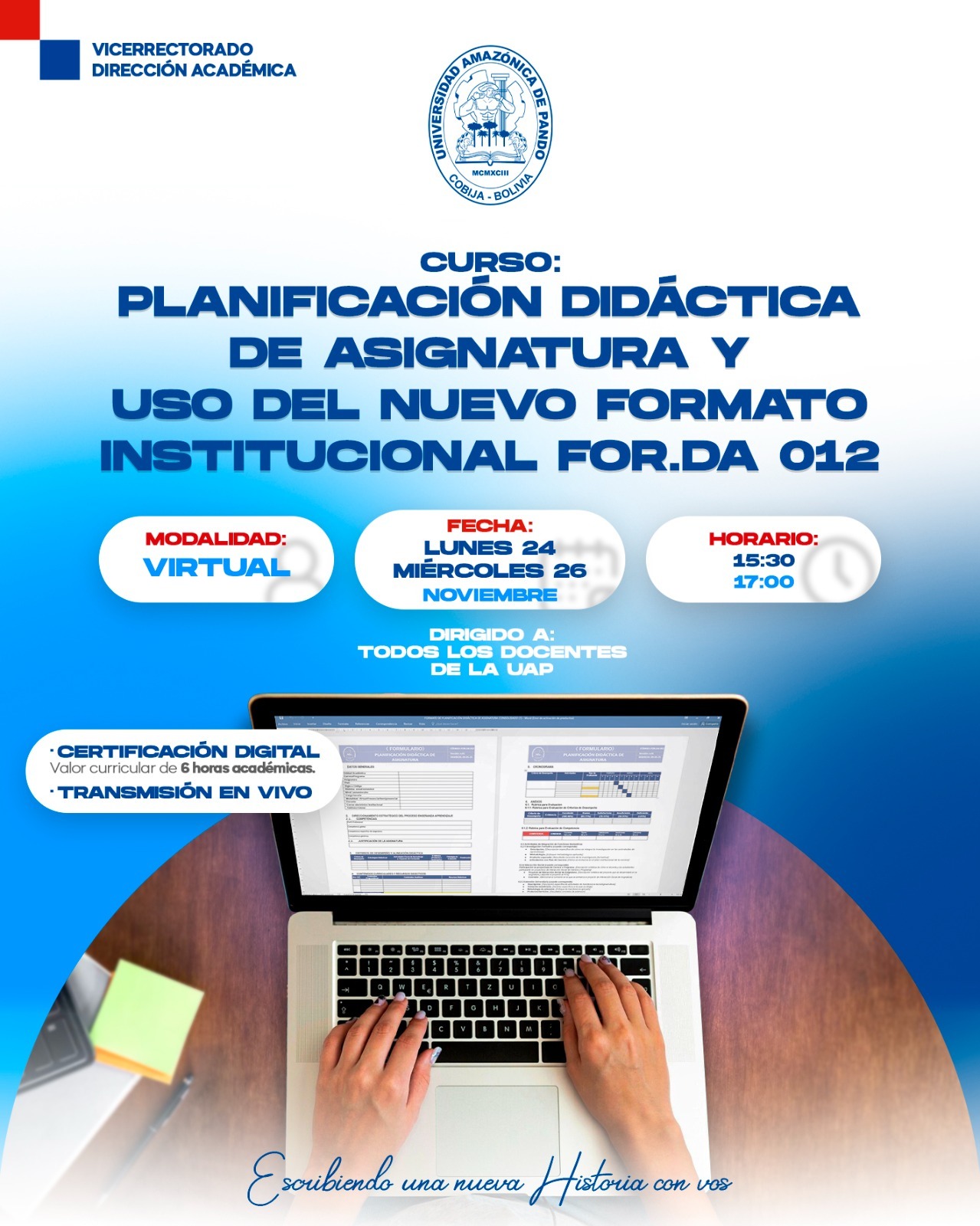 PLANIFICACION DIDACTICA DE ASIGNATURA Y USO DEL NUEVO FORMATO INSTITUCIONAL FOR.DA 012